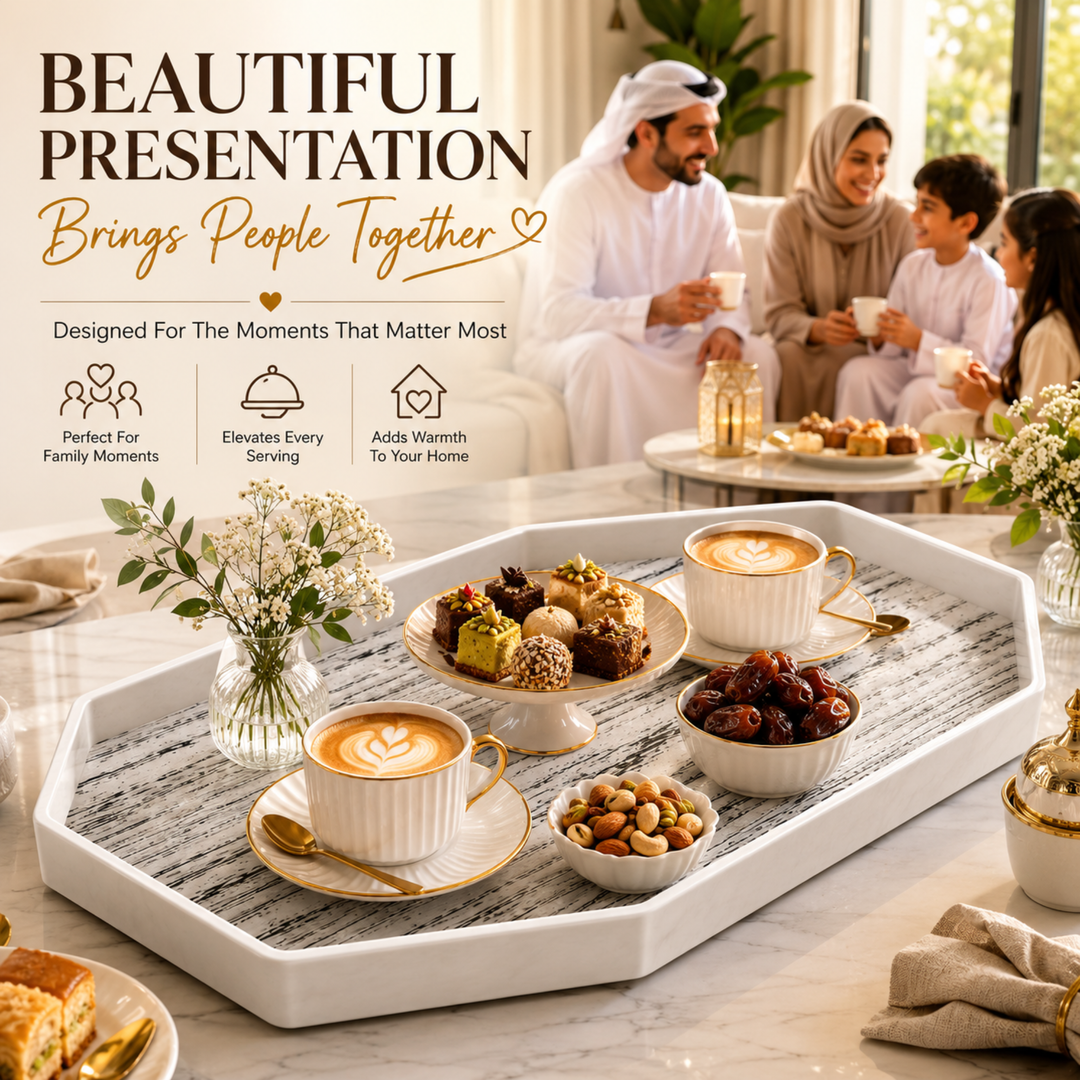 Melamine  Tray White Set Serving Tray Microwave Safe Look Lightweight Durable Platter for Snacks Desserts Tea Coffee Dining Kitchen Party and Restaurant Use