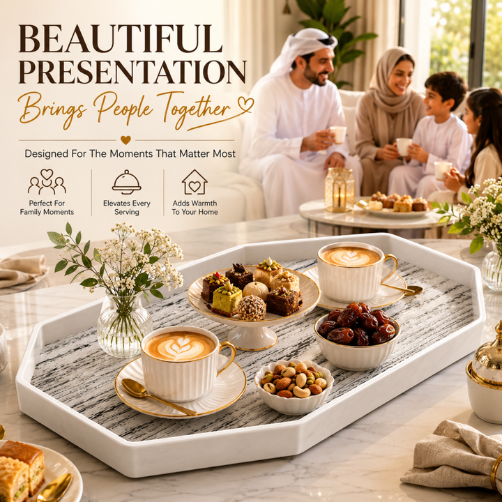 Melamine  Tray White Set Serving Tray Microwave Safe Look Lightweight Durable Platter for Snacks Desserts Tea Coffee Dining Kitchen Party and Restaurant Use