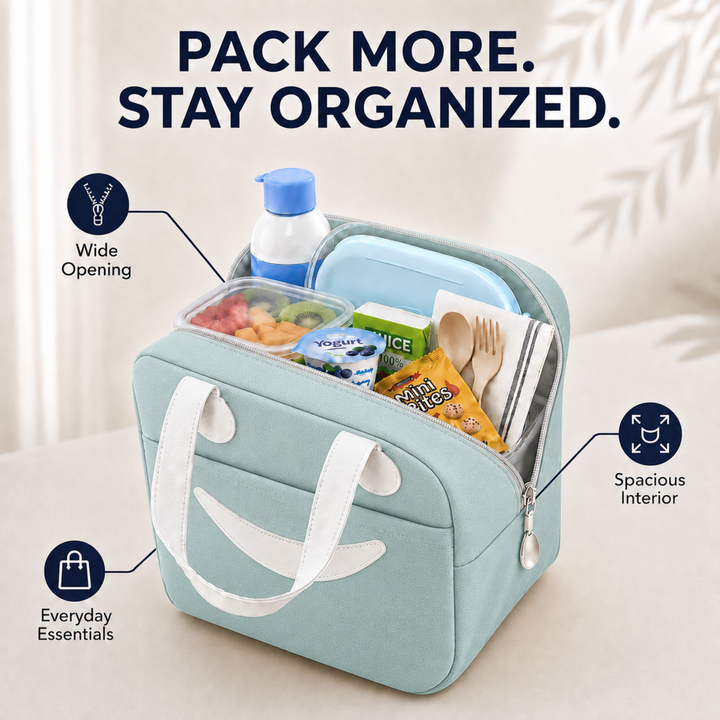 Insulated Lunch Bag, Reusable Thermal Lunch Tote with Zipper Closure, Lightweight Lunch Box Carry Bag for Office, School, Travel, Picnic, Work and Daily Meal Storage