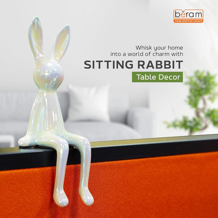 BERAM Sitting Bunny – Ceramic Statue Figurine, Modern Art Sculpture for Home Decor, Abstract Shelf Ornament, Premium Gift for Office, Living Room, or Dining Room Centerpiece