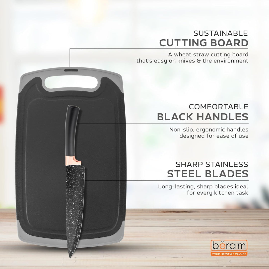 BERAM 19 Pieces Knife Set for Kitchen Cooking Utensils Set Tongs Spoon Spatula & Turner Made of Heat Resistant Silicone with Wooden Handles Non-Stick Kitchen Knife Sets