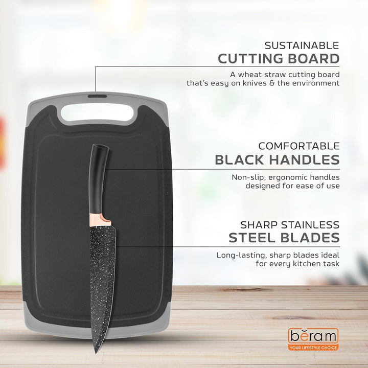 BERAM 19 Pieces Knife Set for Kitchen Cooking Utensils Set Tongs Spoon Spatula & Turner Made of Heat Resistant Silicone with Wooden Handles Non-Stick Kitchen Knife Sets