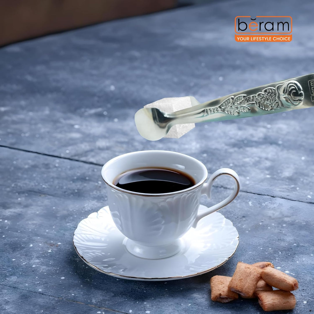 Beram Sugar Tong – Stainless Steel Mini Tongs for Sugar Cubes, Ice, Snacks & Tea Parties – Durable, Rust-Resistant Handle Design