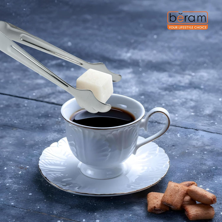 Beram Sugar Tong – Stainless Steel Mini Tongs for Sugar Cubes Ice Snacks & Tea Parties – Durable Rust-Resistant Leaf Design