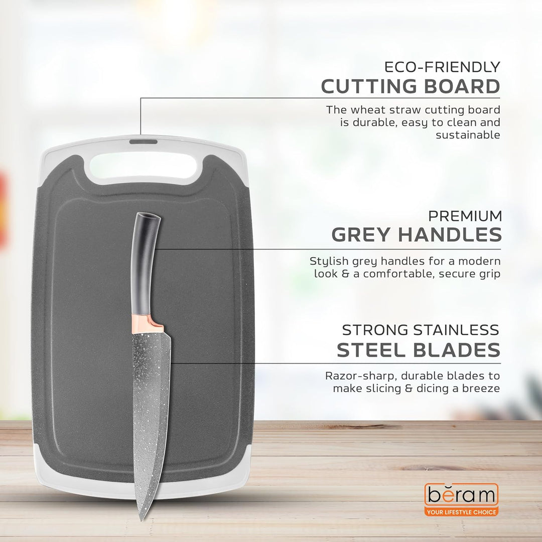 BERAM 19 Pieces Knife Set for Kitchen Cooking Utensils Set Tongs Spoon Spatula & Turner Made of Heat Resistant Silicone with Wooden Handles Non-Stick Kitchen Knife Sets