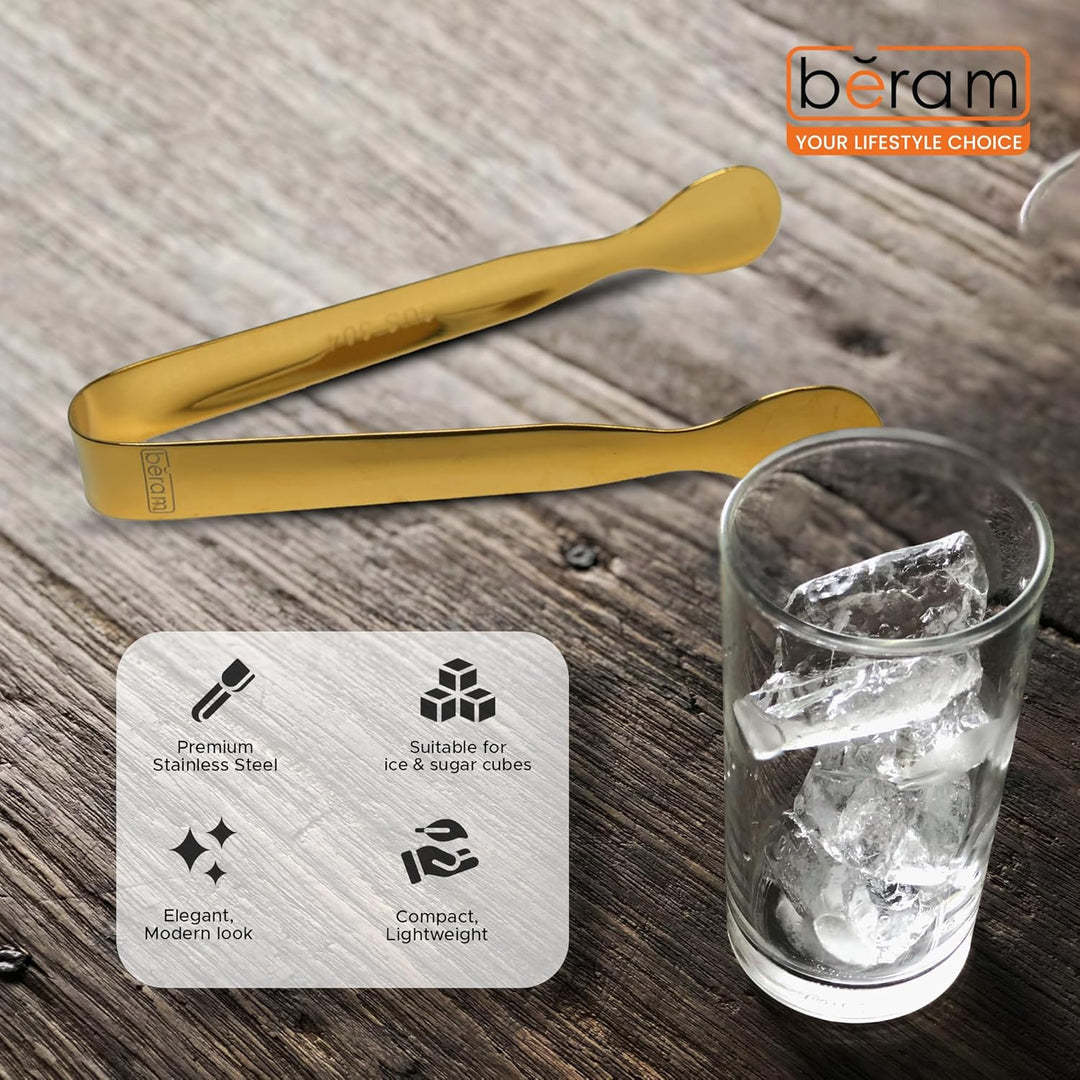 Beram Sugar Tong – Stainless Steel Mini Tongs for Sugar Cubes Ice Snacks & Tea Parties – Durable Rust-Resistant Oval Design