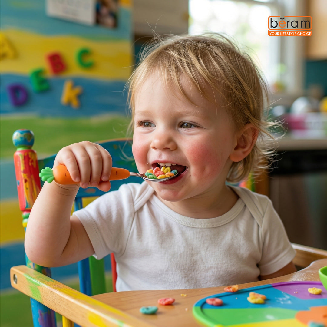 BERAM Rabbit Rapier Children’s Cutlery Set – 18/10 Stainless Steel Flatware with Cute Carrot Design Handles – Compact Size Tableware Set for Toddlers and Kids