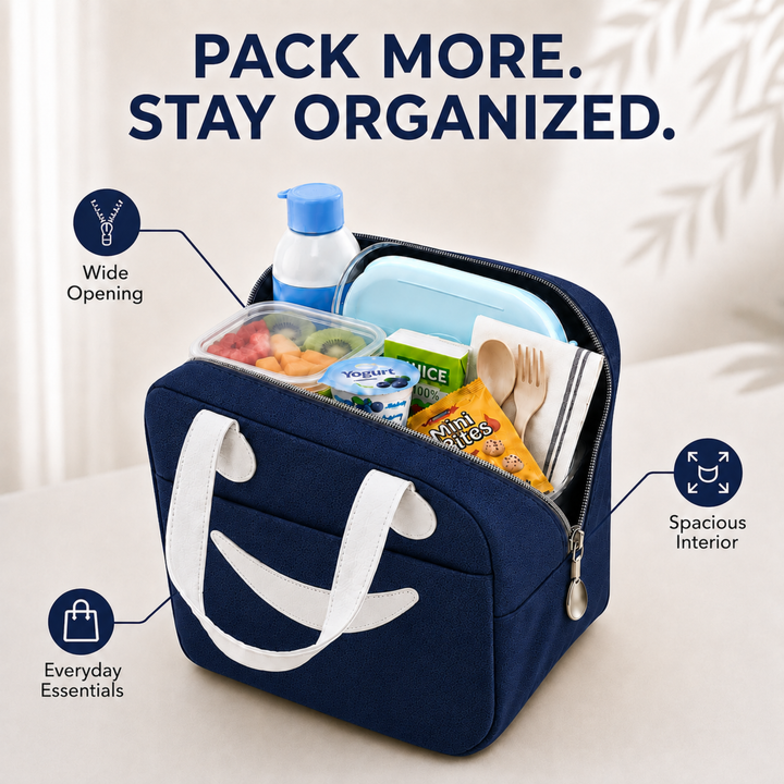 Insulated Lunch Bag, Reusable Thermal Lunch Tote with Zipper Closure, Lightweight Lunch Box Carry Bag for Office, School, Travel, Picnic, Work and Daily Meal Storage