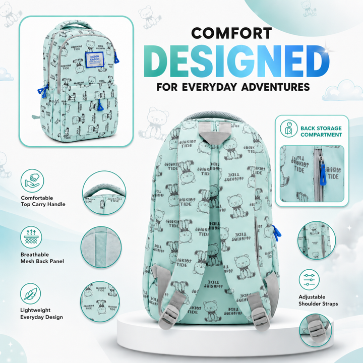 17 Inch Bear Bliss School Backpack Lightweight Multi-Pocket Bookbag with Large Capacity Polyester Adjustable Padded Shoulder Straps Everyday Backpack for School Travel Study Outdoor Use