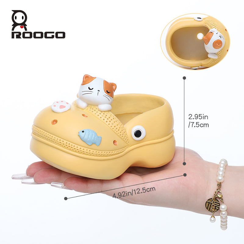 Beram Crocs Shape Animal Flower Pot Set Pink Bunny and Green Panda Polyresin Cute Succulent Planters with Drainage Hole Indoor Outdoor Decorative Flower Pots Home Office Desk Decor Pen Pencil Holder Gift