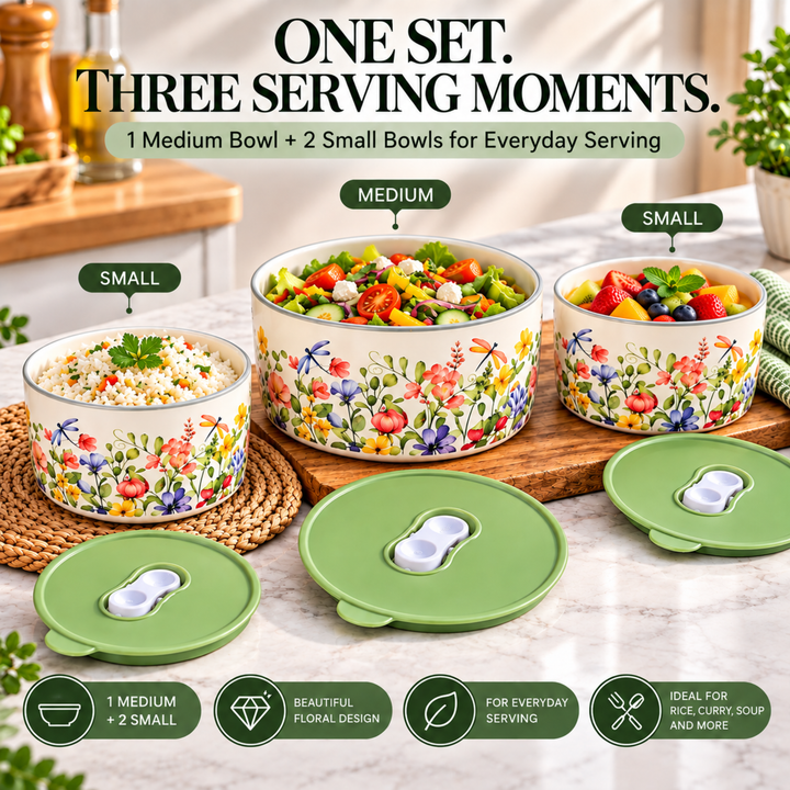 Ceramic Bowl Set Premium Porcelain Storage and Serving Bowls Microwave and Dishwasher Safe Soup Rice Snack Cereal Meal Prep Bowls Modern Kitchen Food Container Set