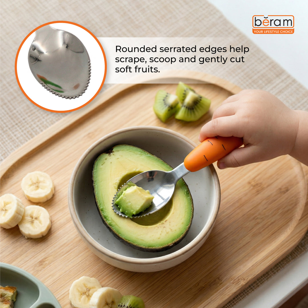 BERAM Rabbit Rapier Children’s Cutlery Set  Carrot Design Handles, Stainless Steel Flatware, 18/10 Grade Stainless Steel Kitchen Set, Compact Size Tableware Set for Toddlers