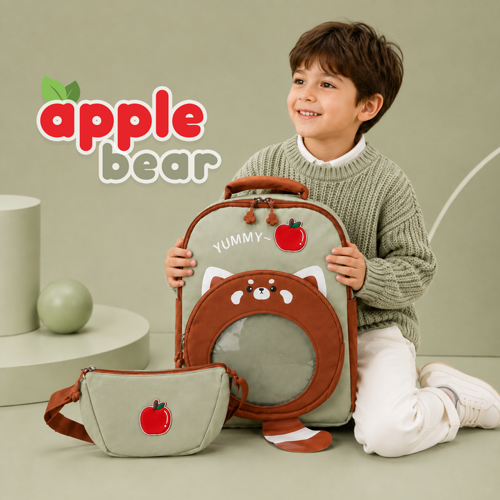 Bear Design School Backpack with Matching Side Bag, Lightweight Student Book Bag Set, Multi Pocket School Bag with Adjustable Shoulder Straps, Spacious School Backpack Daily School Use