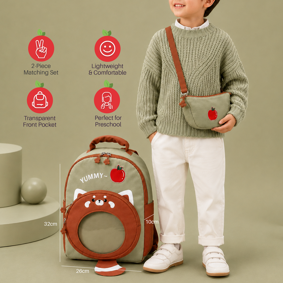 Bear Design School Backpack with Matching Side Bag, Lightweight Student Book Bag Set, Multi Pocket School Bag with Adjustable Shoulder Straps, Spacious School Backpack Daily School Use
