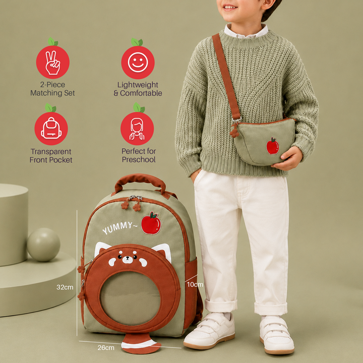 Bear Design School Backpack with Matching Side Bag, Lightweight Student Book Bag Set, Multi Pocket School Bag with Adjustable Shoulder Straps, Spacious School Backpack Daily School Use