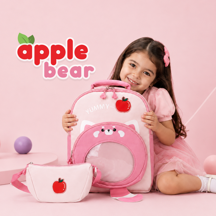 Bear Design School Backpack with Matching Side Bag, Lightweight Student Book Bag Set, Multi Pocket School Bag with Adjustable Shoulder Straps, Spacious School Backpack Daily School Use