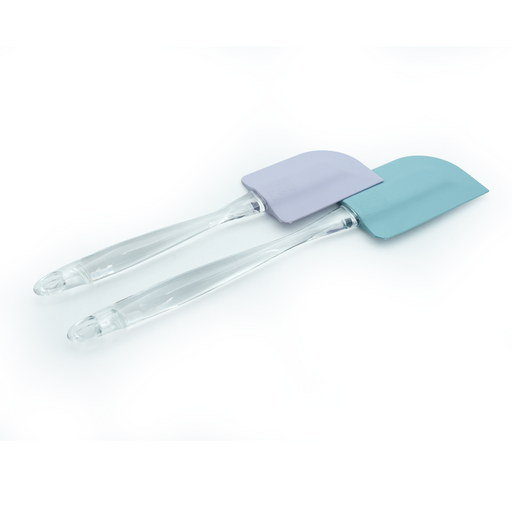 Beram Silicone Spatulas Set of 2 – Heat-Resistant Platinum Silicone Heads Clear Ergonomic Handles Dishwasher Safe BPA-Free Ideal for Baking Cooking & Mixing