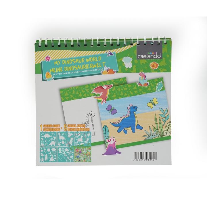 Jurassic Art Stencil Book for Kids 80 Sketch Pages with 5 Dinosaur Stencils and 1 Sticker Sheet Creative Dino Drawing Kit for Learning Tracing Coloring and Imaginative Play