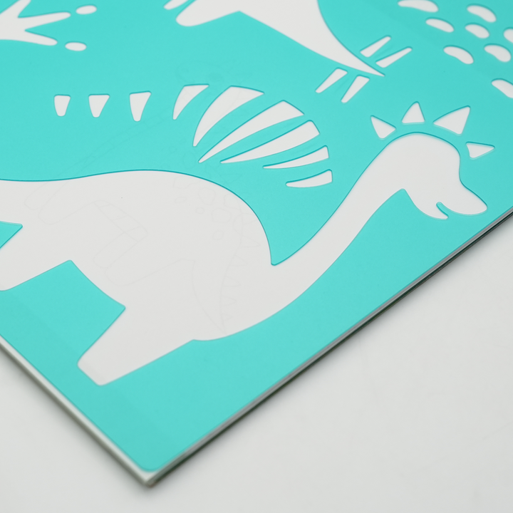 Jurassic Art Stencil Book for Kids 80 Sketch Pages with 5 Dinosaur Stencils and 1 Sticker Sheet Creative Dino Drawing Kit for Learning Tracing Coloring and Imaginative Play