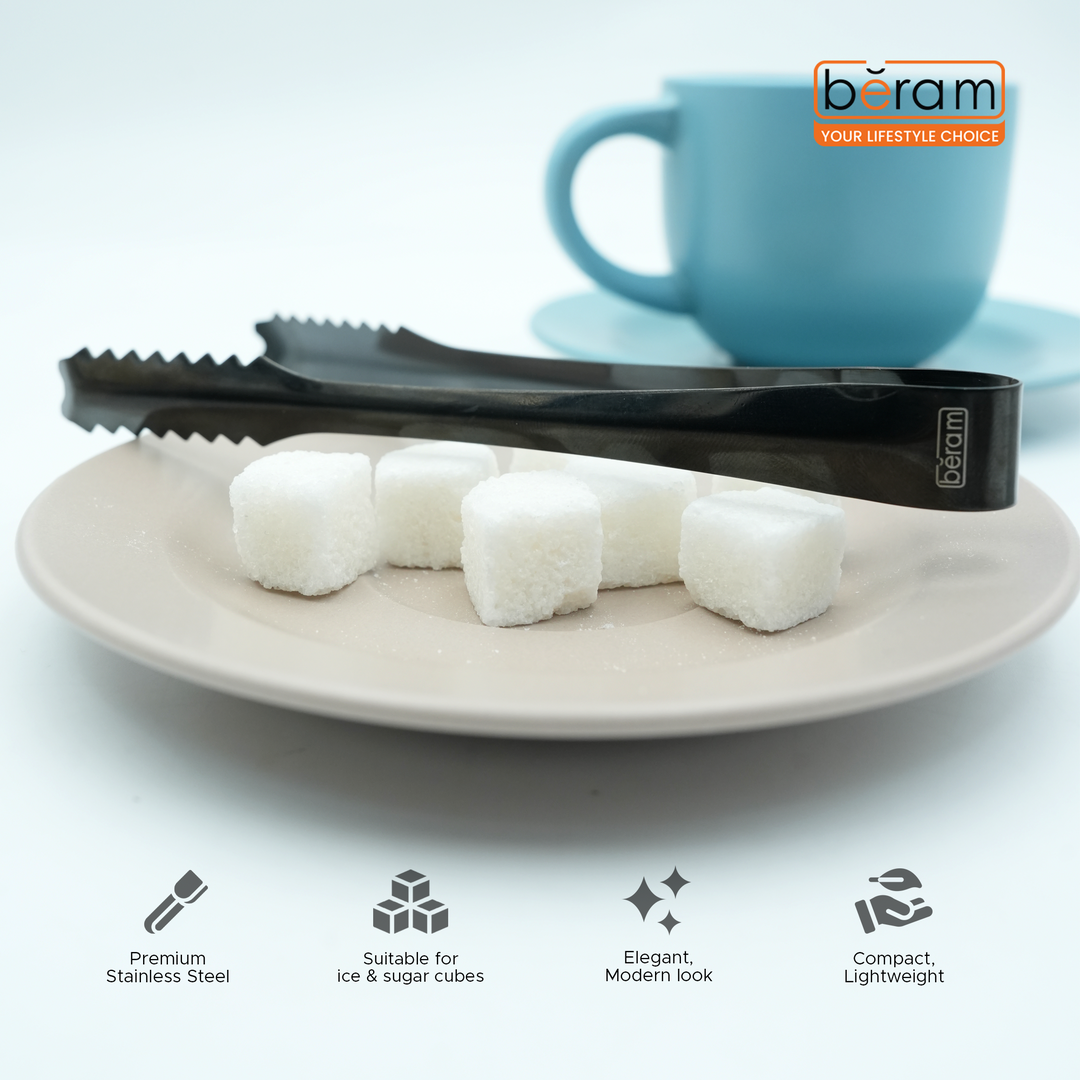 Beram 15+12.5 Sugar Tong Stainless Steel Mini Tongs for Sugar Cubes, Ice, Snacks & Tea Parties – Durable, Rust-Resistant