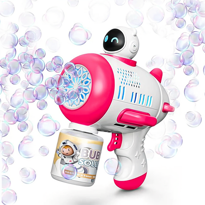 Aircraft Bubble Gun Toy with LED Light & Electric Blower – Space-Themed Bubble Blaster for Kids, Includes Bubble Solution – Easy-to-Hold Design, Rich Blustering Action – Fun Outdoor & Indoor Play – Reassuring Material – Ages 3+