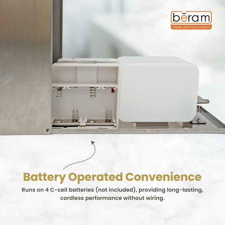 Beram 1000ML Automatic Soap Dispenser Wall Mounted Stainless Steel Touchless Hand Sanitizer & Liquid Soap Dispenser Battery Operated Refillable Commercial Dispenser for Bathroom Kitchen Office