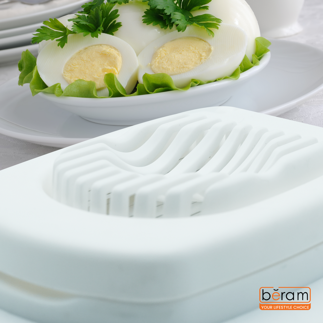 Beram Stainless Steel Wire Egg Slicer for Hard Boiled Eggs Mozzarella Potatoes Mushrooms & Soft Fruits Dishwasher Safe Durable Plastic Body Kitchen Tool for Even Slices & Salad Garnishes