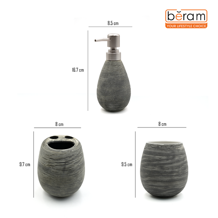 Beram 4-Piece Bathroom Accessory Set – Includes soap dispenser, tumbler, dual-slot toothbrush holder, and multipurpose holder