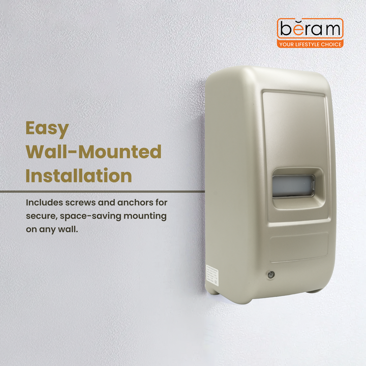 BERAM Automatic Soap Dispenser 1 Liter Wall Mounting Non-Contact Battery Operated Hand wash Foaming with Sensor Foam Soap Dispense for Bathroom Kitchen Office Silver Grey