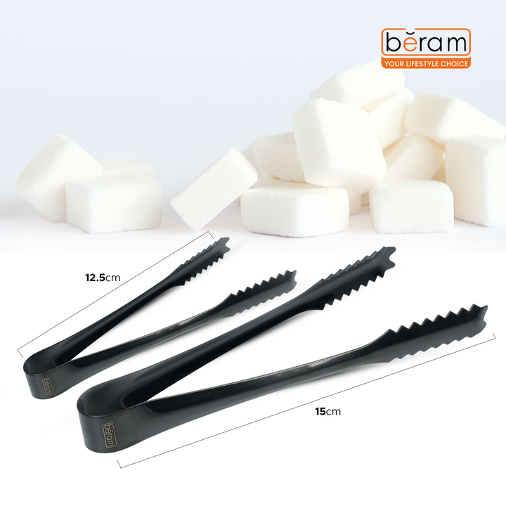 Beram 15+12.5 Sugar Tong Stainless Steel Mini Tongs for Sugar Cubes, Ice, Snacks & Tea Parties – Durable, Rust-Resistant