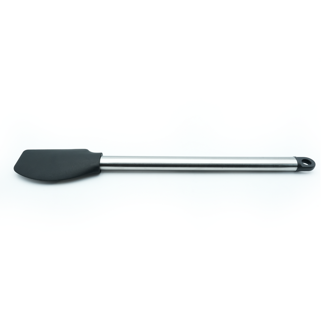 Beram 6Pcs Silicone with Stainless Steel Utensil Set Non-Stick Safe,Heat Resistant,BPA-Free –Slotted Turner, Scraper, Skimmer, Pasta Server, Soup Ladle & Serving Spoon (Black) (Set of 6)