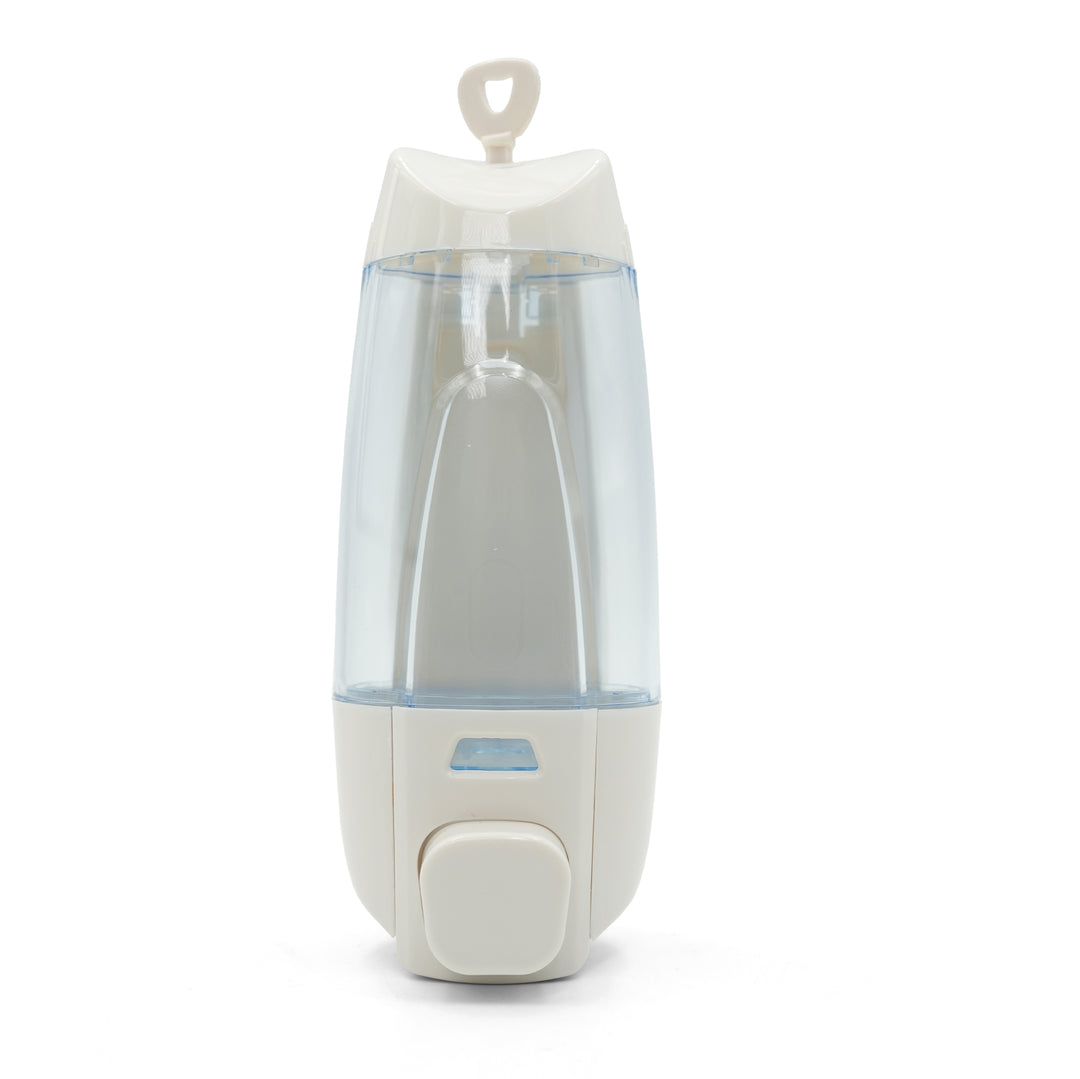 BERAM Wall‑Mounted Manual Soap Dispenser, Push Type soap Dispenser for Bathroom, Kitchen & Hotel, Chrome ABS Liquid Hand Soap, Shampoo, Sanitizer Holder, Refillable Single Chamber-White