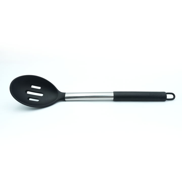 Beram 15Pcs Silicone Set with Stainless Steel Handles Heat Resistant Non-Stick Safe BPA Free Cooking Tools Spatulas, Turner, Spoon, Tongs Whisk Ladle & More–Black (15Pcs Set)