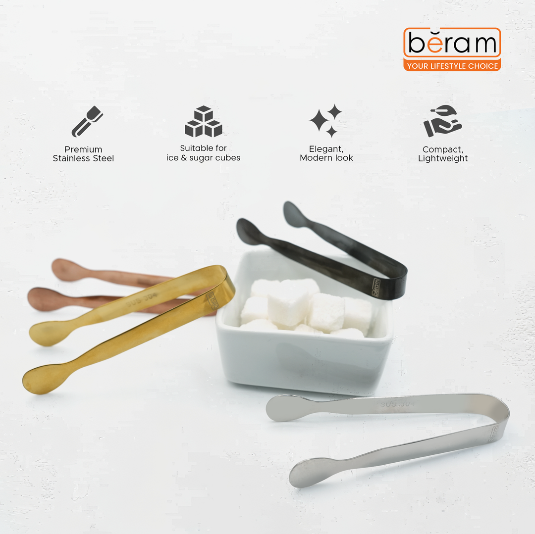 Beram Sugar Tong – Stainless Steel Mini Tongs for Sugar Cubes, Ice, Snacks & Tea Parties – Durable, Rust-Resistant Mix Color