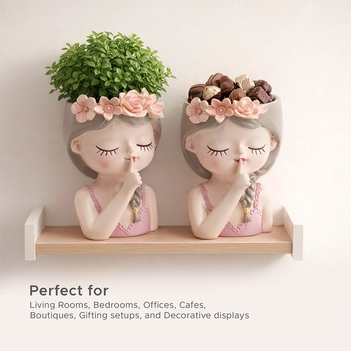 Fairy 3PCS Set Think Sleep Shhh Polyresin Decorative Succulent Planter Cute Fairy Girl Flower Pot Tabletop Vase Pen Pencil Holder Propagator Kit Indoor Outdoor Home Office Desk Decor