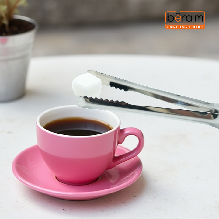 Beram 15+12.5 Sugar Tong Stainless Steel Mini Tongs for Sugar Cubes, Ice, Snacks & Tea Parties – Durable, Rust-Resistant