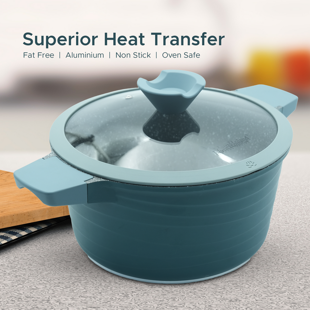 Haus Roland 14Pcs Green Granite Nonstick Cookware Set with Lids Die-Cast Aluminum Induction & Oven Safe PFOA/PTFE-Free Kitchen Utensil Durable Scratch-safe Pots & Pans for Cooking