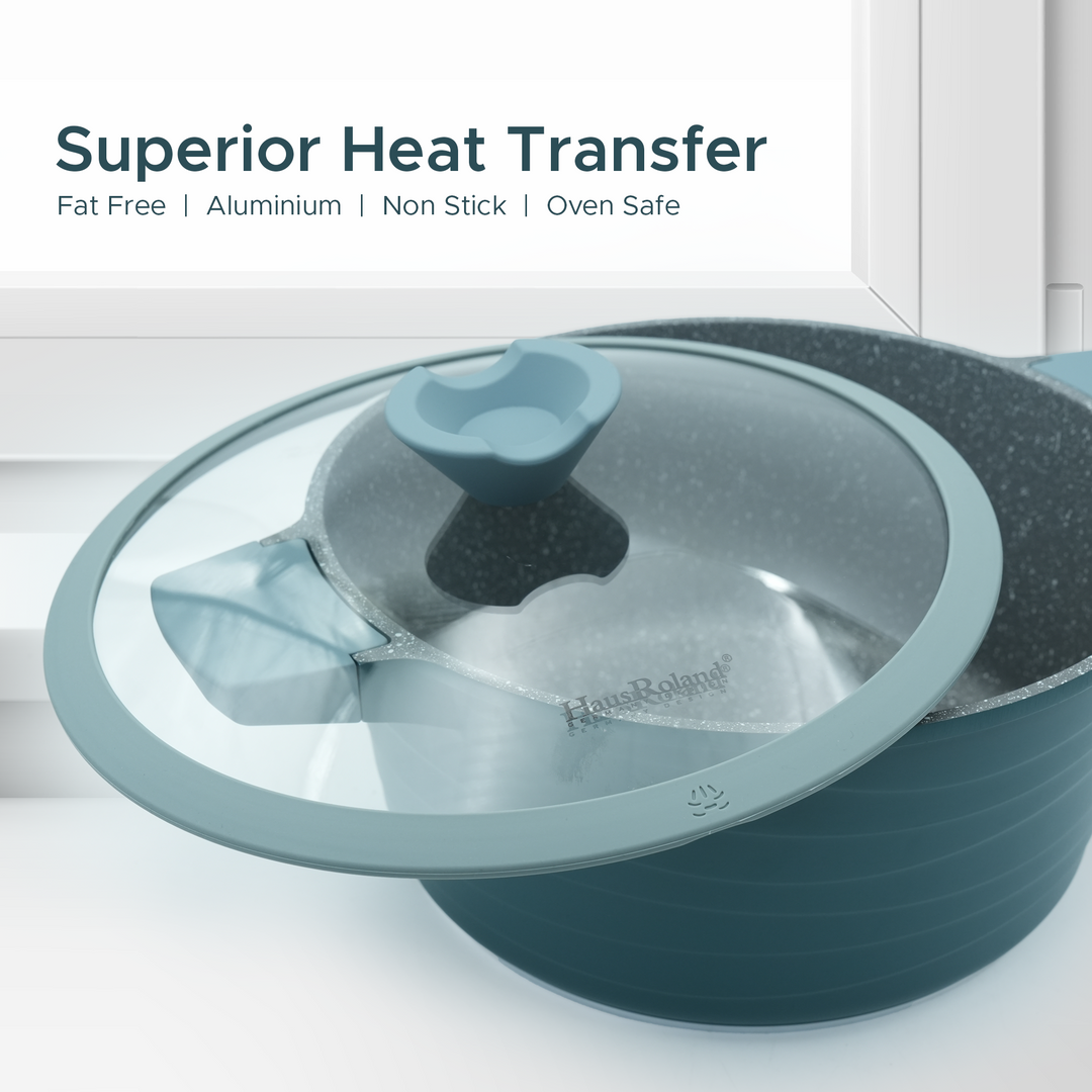 Haus Roland 14Pcs Green Granite Nonstick Cookware Set with Lids Die-Cast Aluminum Induction & Oven Safe PFOA/PTFE-Free Kitchen Utensil Durable Scratch-safe Pots & Pans for Cooking