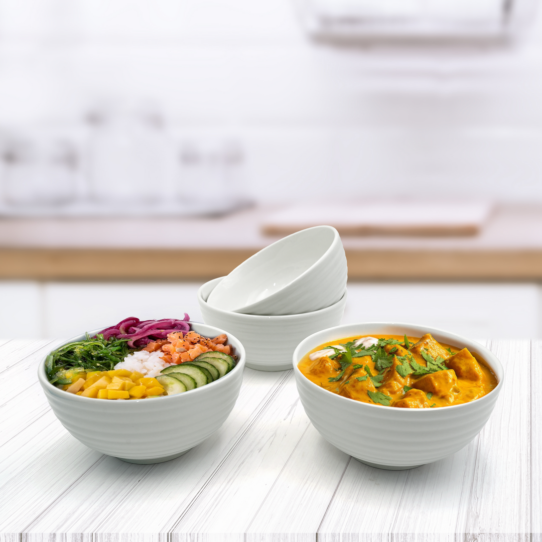 16Pc Ceramic Dinner Set Service Of 4 Includes Dinner&Dessert Plates Bowls Semi Bowl Plate Durable  White LightWeight Microwave Safe for Everyday Use Special Occassion Gifting