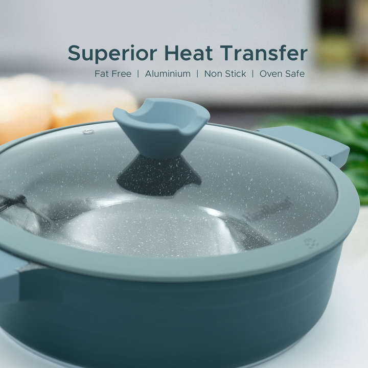 Haus Roland 14Pcs Green Granite Nonstick Cookware Set with Lids Die-Cast Aluminum Induction & Oven Safe PFOA/PTFE-Free Kitchen Utensil Durable Scratch-safe Pots & Pans for Cooking