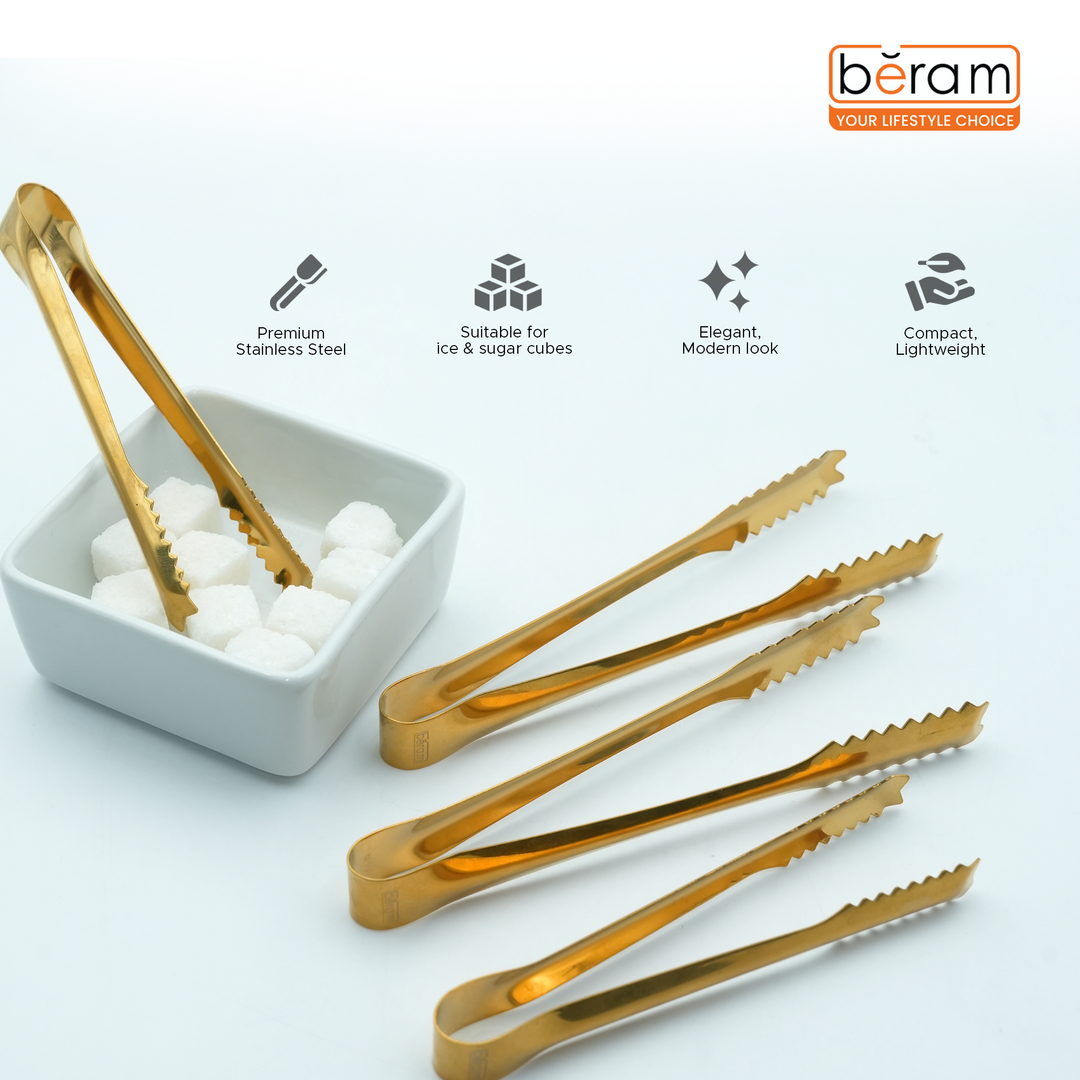 Beram 15+12.5 Sugar Tong Stainless Steel Mini Tongs for Sugar Cubes, Ice, Snacks & Tea Parties – Durable, Rust-Resistant