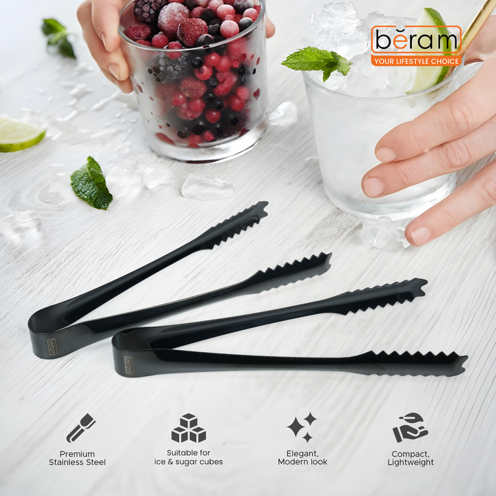 Beram 15+12.5 Sugar Tong Stainless Steel Mini Tongs for Sugar Cubes, Ice, Snacks & Tea Parties – Durable, Rust-Resistant