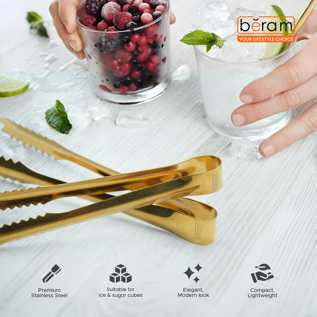 Beram 15+12.5 Sugar Tong Stainless Steel Mini Tongs for Sugar Cubes, Ice, Snacks & Tea Parties – Durable, Rust-Resistant