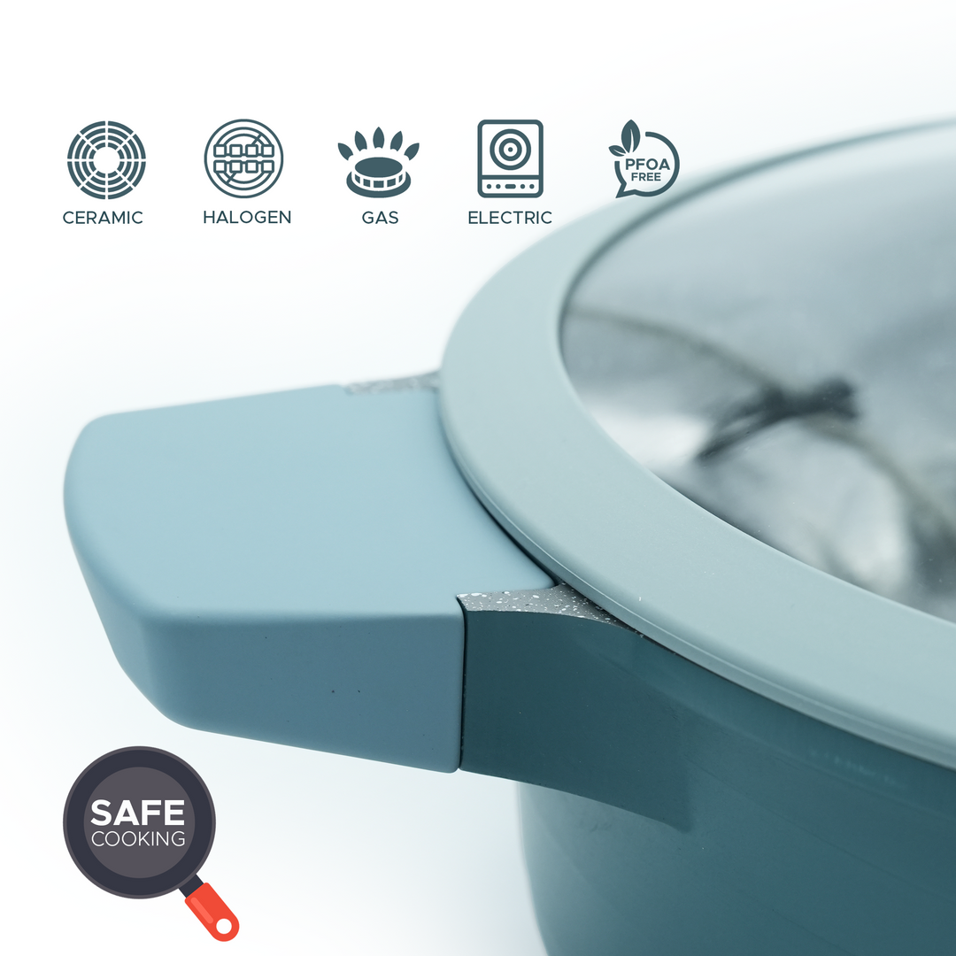 Haus Roland 14Pcs Green Granite Nonstick Cookware Set with Lids Die-Cast Aluminum Induction & Oven Safe PFOA/PTFE-Free Kitchen Utensil Durable Scratch-safe Pots & Pans for Cooking