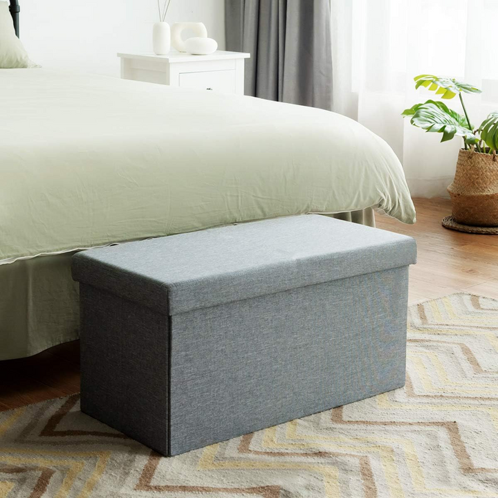 Livarno Foldable Storage Ottoman Bench – Multi-Functional Seat & Organizer Chest with Collapsible Design, Modern Fabric Finish, 96L Capacity – Ideal for Bedroom, Living Room, Hallway – Supports 110kg – Easy Assembly – Dark Grey