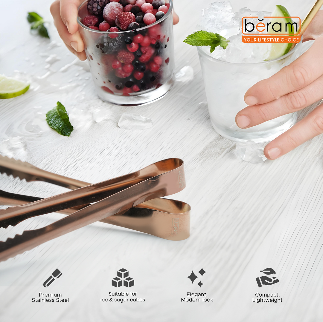 Beram 15+12.5 Sugar Tong Stainless Steel Mini Tongs for Sugar Cubes, Ice, Snacks & Tea Parties – Durable, Rust-Resistant