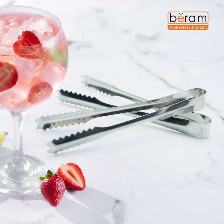Beram 15+12.5 Sugar Tong Stainless Steel Mini Tongs for Sugar Cubes, Ice, Snacks & Tea Parties – Durable, Rust-Resistant