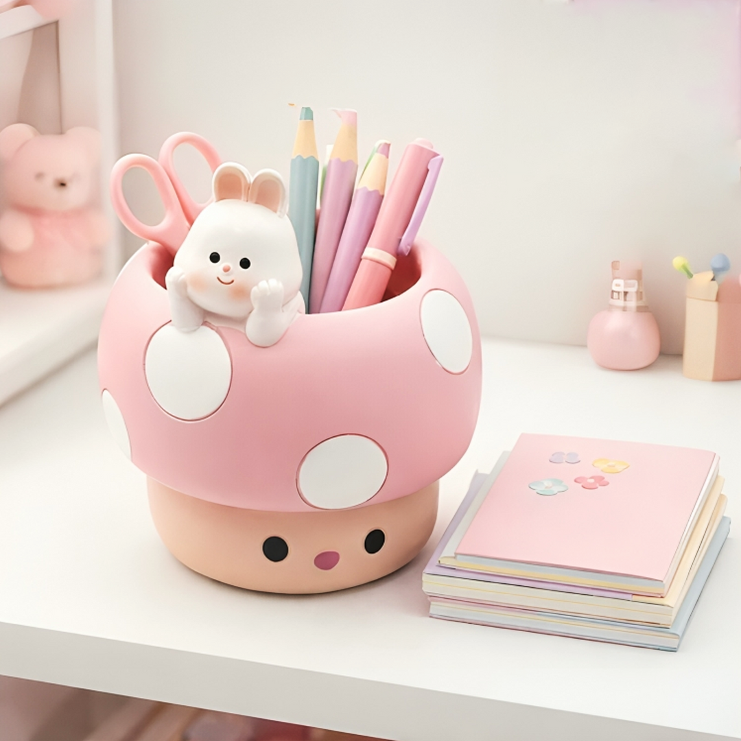 Mushroom Planter Set Panda Sleeping Cat Smiling Cat Cartoon Smiley Polyresin Decorative Flower Pots Cute Animal Succulent Holders with Drainage Hole Indoor Outdoor Home Office Desk Decor Pen Pencil Holder Propagator Kit Gift