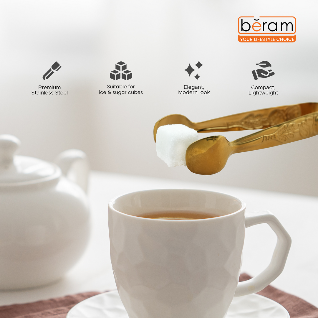 Beram Sugar Tong – Stainless Steel Mini Tongs for Sugar Cubes, Ice, Snacks & Tea Parties – Durable, Rust-Resistant Mix Color
