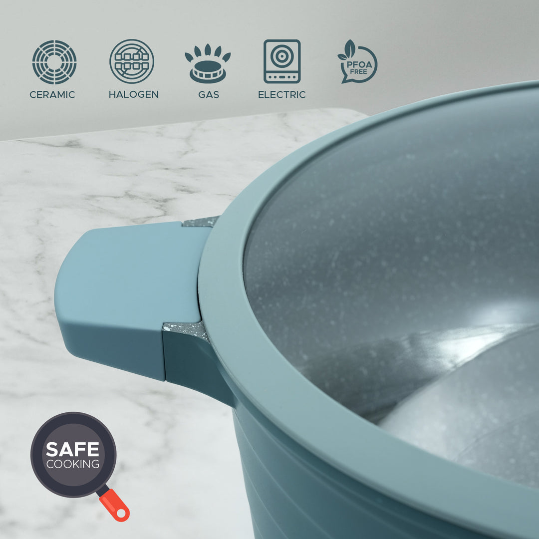 Haus Roland 14Pcs Green Granite Nonstick Cookware Set with Lids Die-Cast Aluminum Induction & Oven Safe PFOA/PTFE-Free Kitchen Utensil Durable Scratch-safe Pots & Pans for Cooking